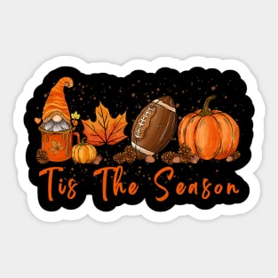 Tis The Season Pumpkin Leaf Latte Fall Thanksgiving Football Sticker